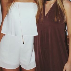 white strapless romper